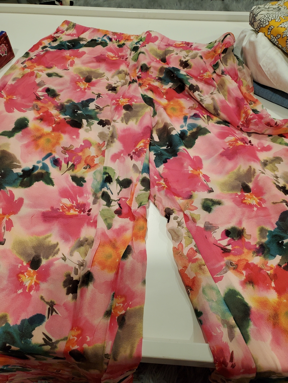 J. Crew Pink Floral Wide-Leg Pants